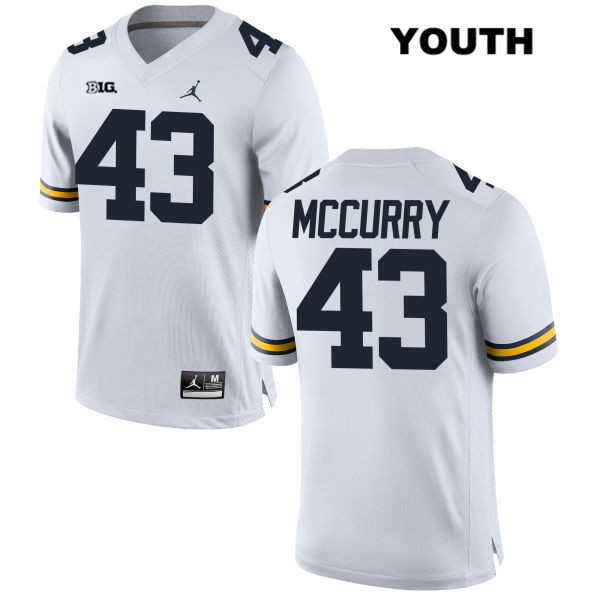 Youth NCAA Michigan Wolverines Jake McCurry #43 White Jordan Brand Authentic Stitched Football College Jersey TY25F20BB